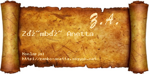 Zámbó Anetta névjegykártya