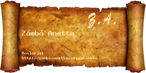 Zámbó Anetta névjegykártya